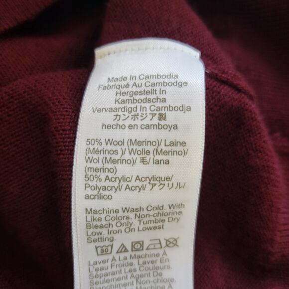 J. CREW Wool Acrylic Knit Burgundy Red Long Sleeve Preppy Sweater Men's XXL 2xl - Picture 12 of 12
